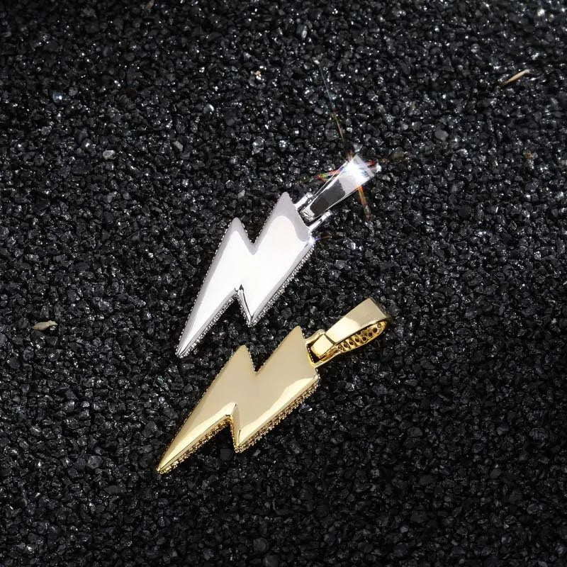 ced Lightning Bolt Pendant – White or Yellow Gold Finish