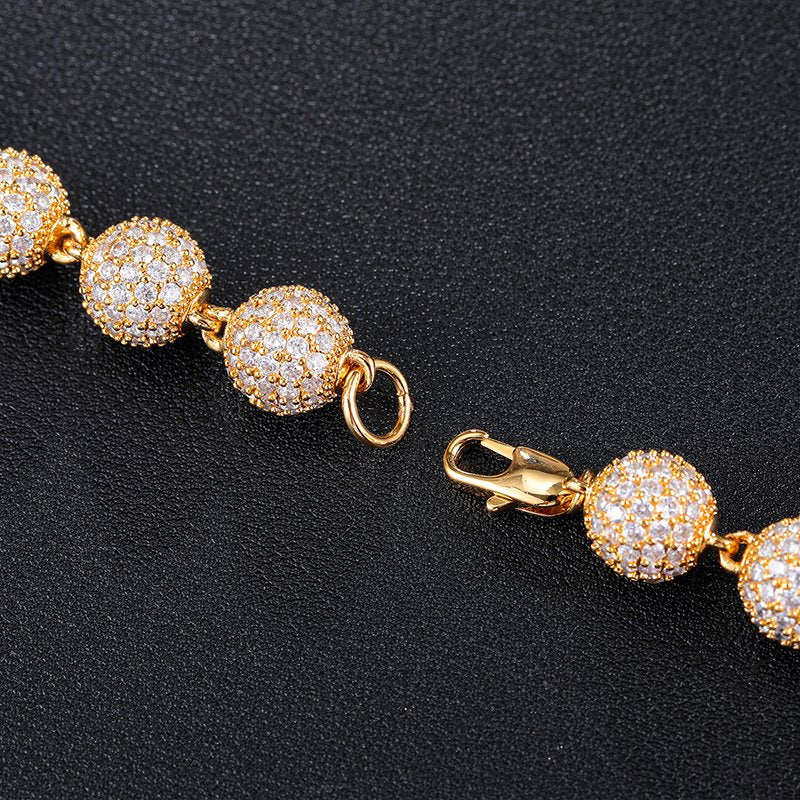 10mm Diamond Beads Chain – White or Yellow Gold Finish