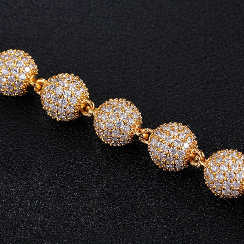 10mm Diamond Beads Chain – White or Yellow Gold Finish