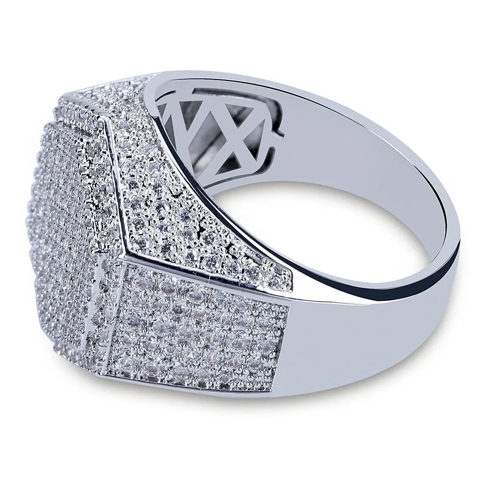 CZ Signet Band Ring – Yellow or White Gold Finish