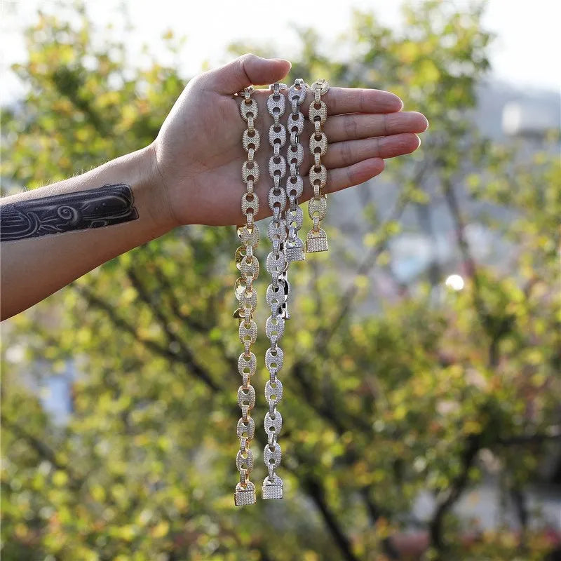 12mm Gucci Cuban Link Chain – White or Yellow Gold Finish