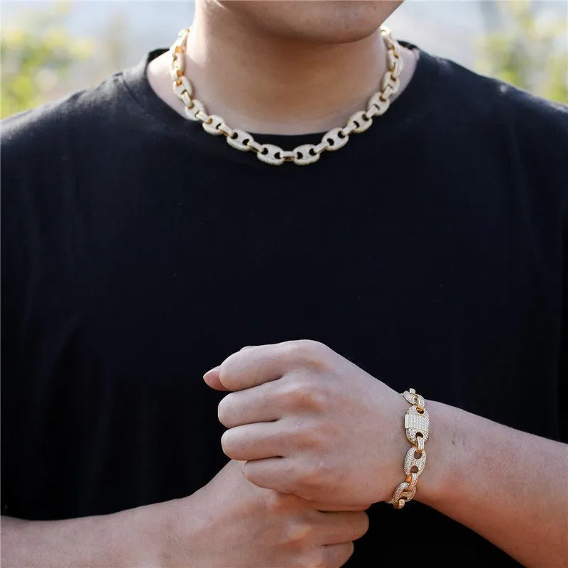 12mm Gucci Cuban Link Chain – White or Yellow Gold Finish
