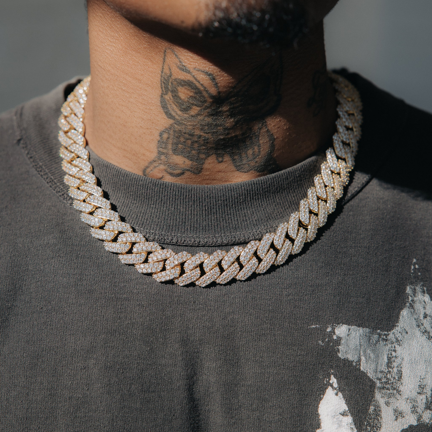 14mm Prong Cuban Chain – White or Yellow Gold Finish