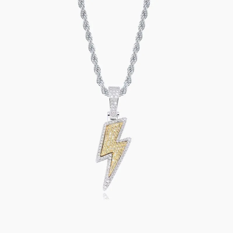 ced Lightning Bolt Pendant – White or Yellow Gold Finish