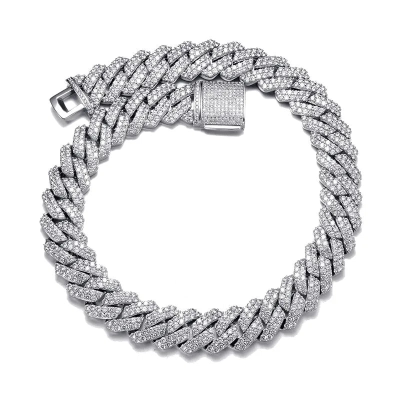 19mm Iced Out Prong Cuban Chain – White or Yellow Gold Finish