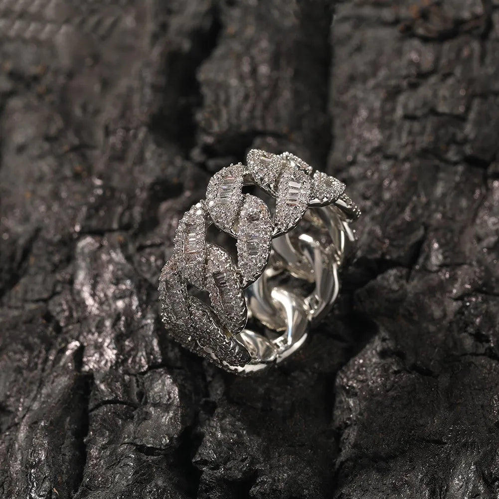 Baguette Cuban Ring – Yellow or White Gold Finish