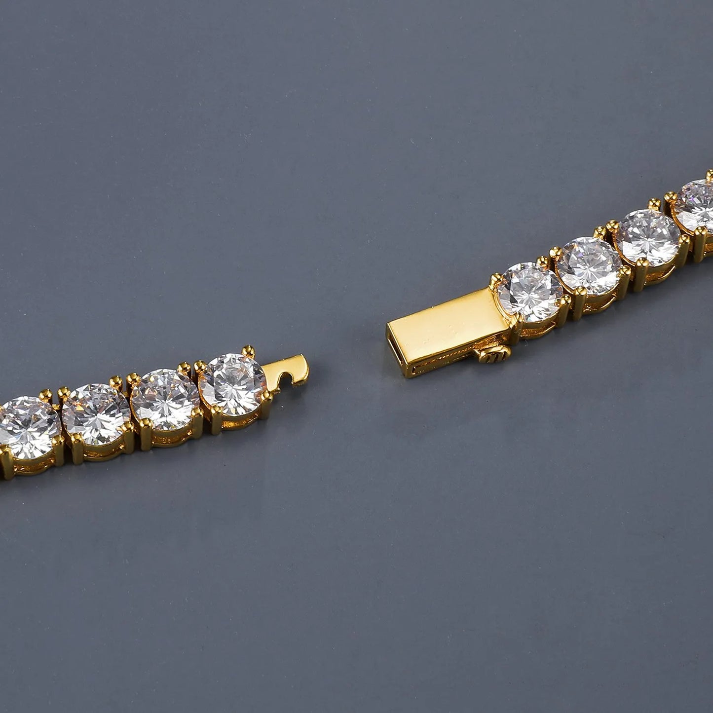 3mm Round Cut Tennis Chain – White or Yellow Gold Finish