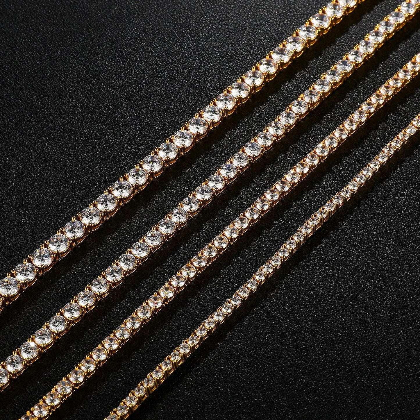 3mm Round Cut Tennis Chain – White or Yellow Gold Finish