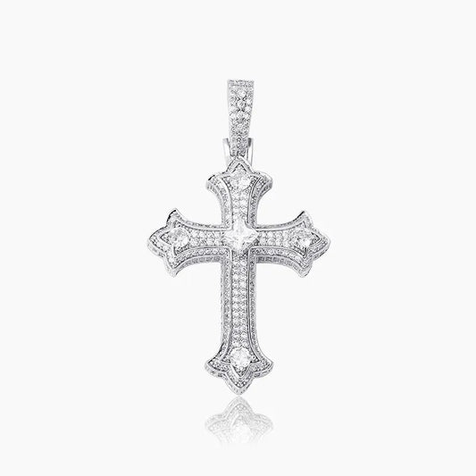 Cubic Zirconia Cross Pendant – White or Yellow Gold Finish