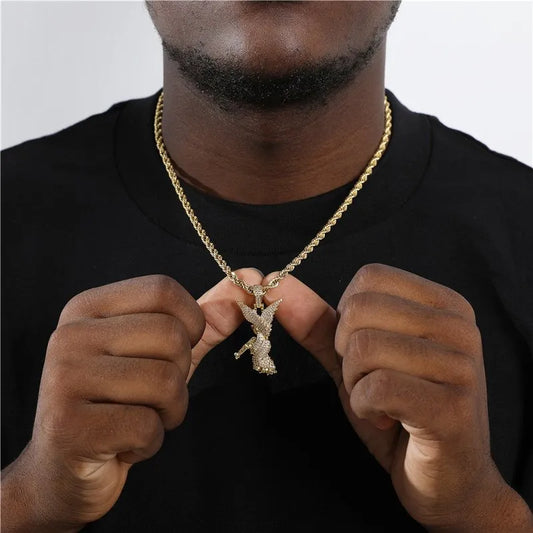 Angel Pendant – White or Yellow Gold Finish