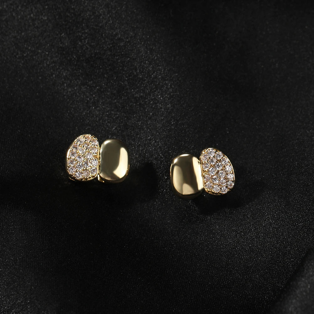 Double Cap Bottom Teeth Grillz – Gold or Silver – One Iced, One Plain