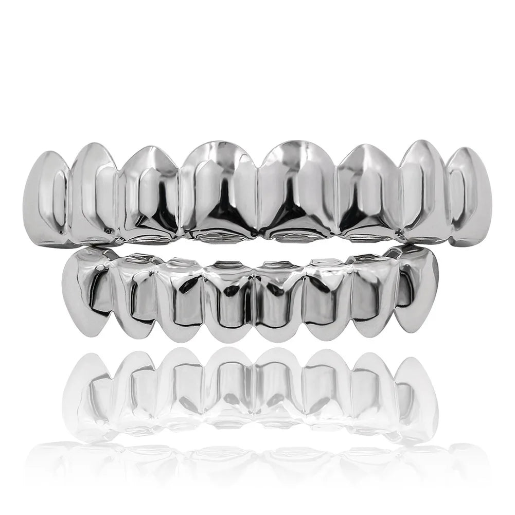 18K Gold & Silver Grillz Set – Complete Top & Bottom Shine
