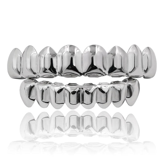 18K Gold & Silver Grillz Set – Complete Top & Bottom Shine