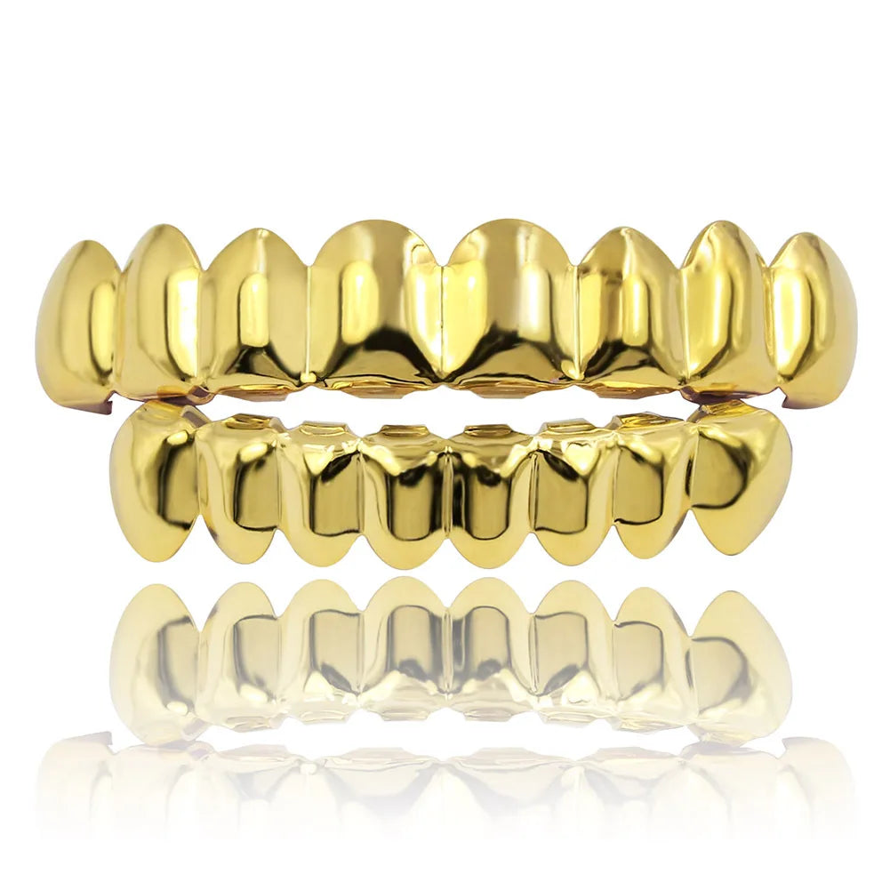18K Gold & Silver Grillz Set – Complete Top & Bottom Shine