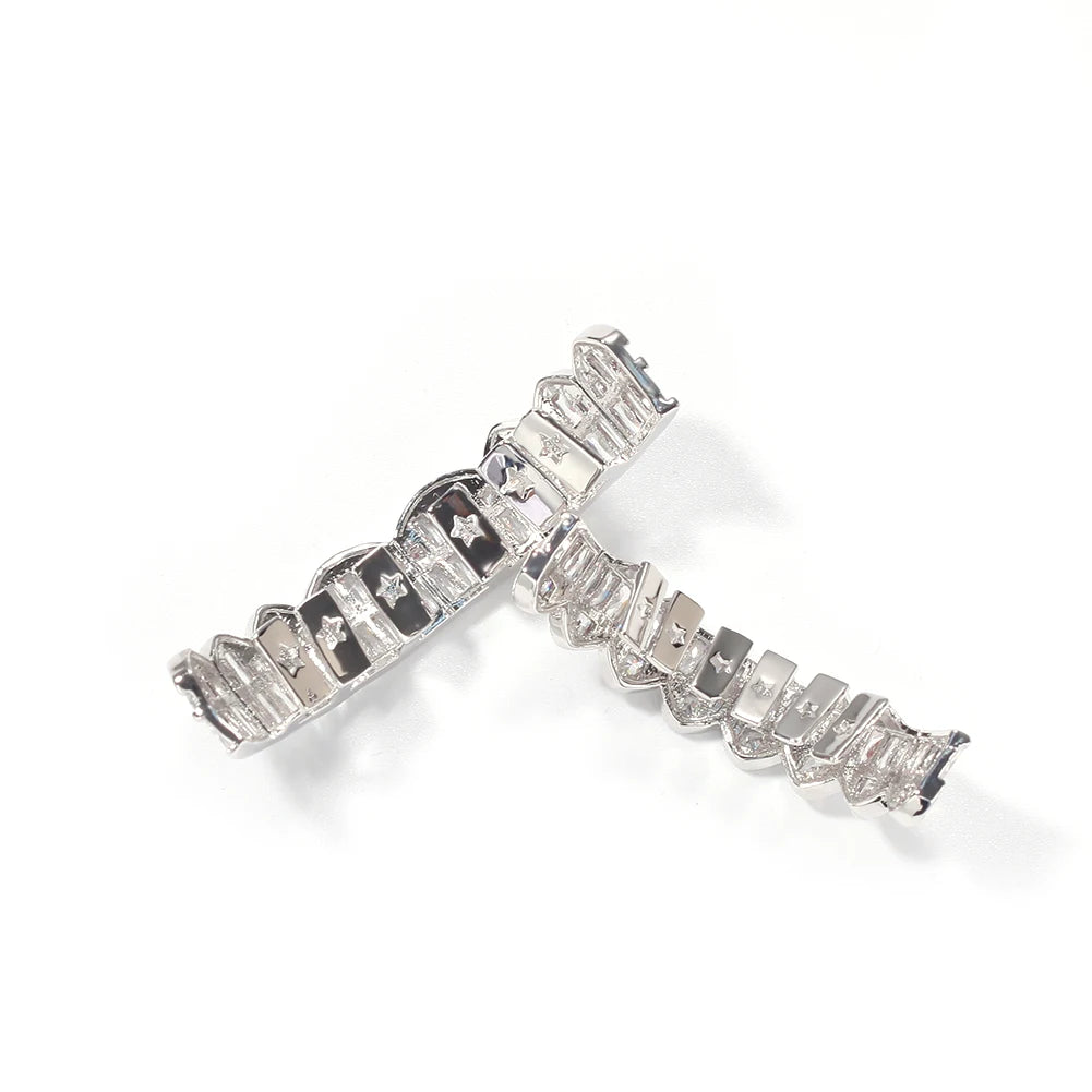 Silver Fang Grillz Set – Iced Baguette CZ