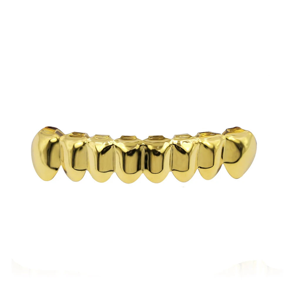 18K Gold & Silver Bottom Teeth Plain Grillz – Single Row Flex