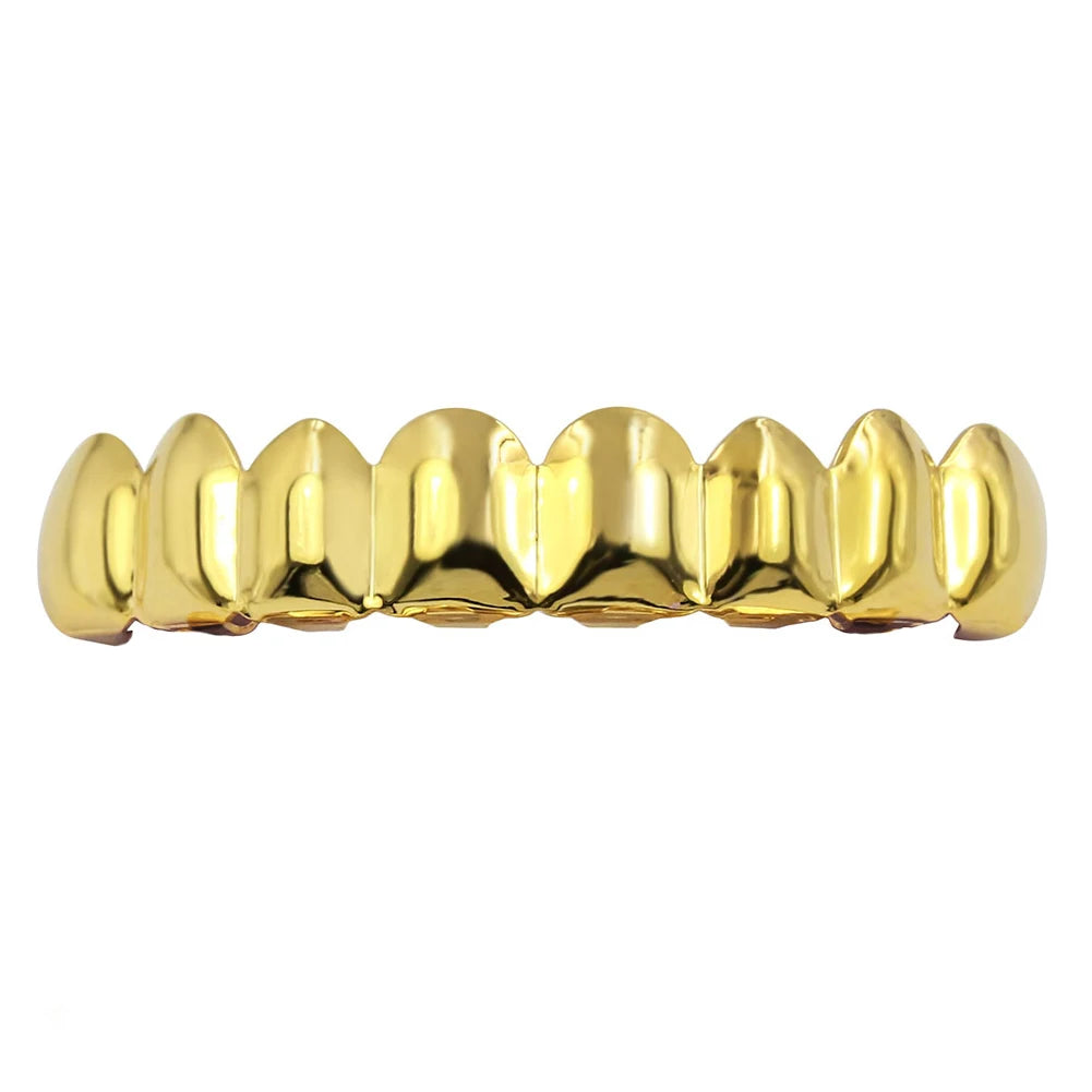 18Gold Plated & Silver Bottom Teeth Grillz – Single Row Flex