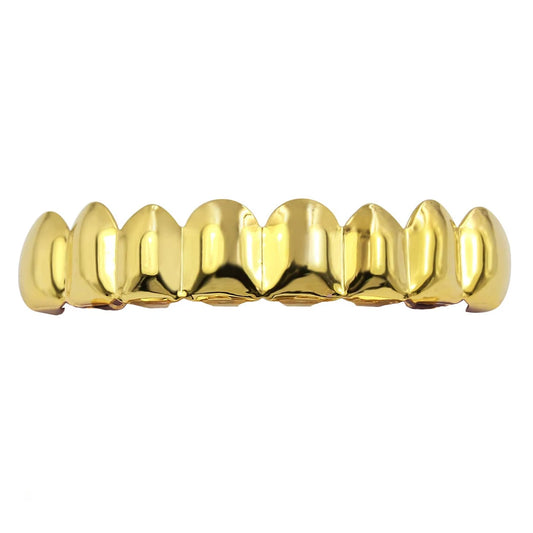 18Gold Plated & Silver Bottom Teeth Grillz – Single Row Flex