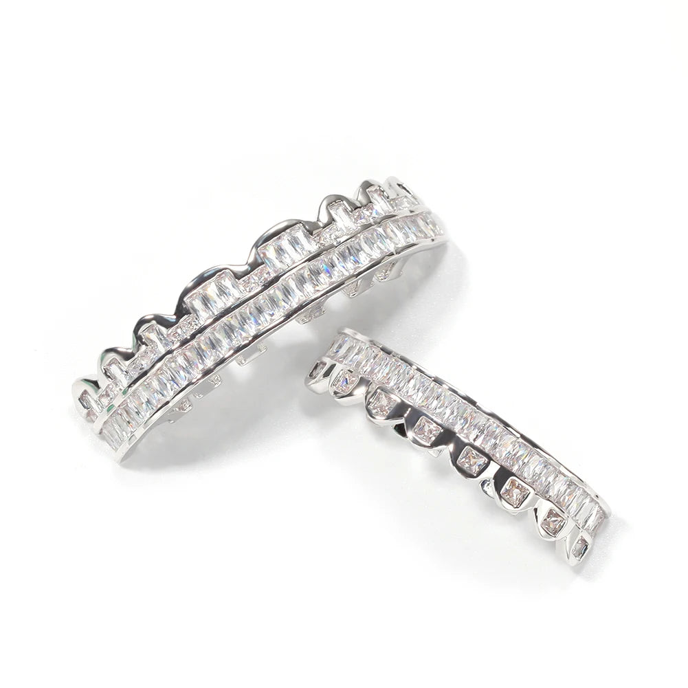 Silver Fang Grillz Set – Iced Baguette CZ