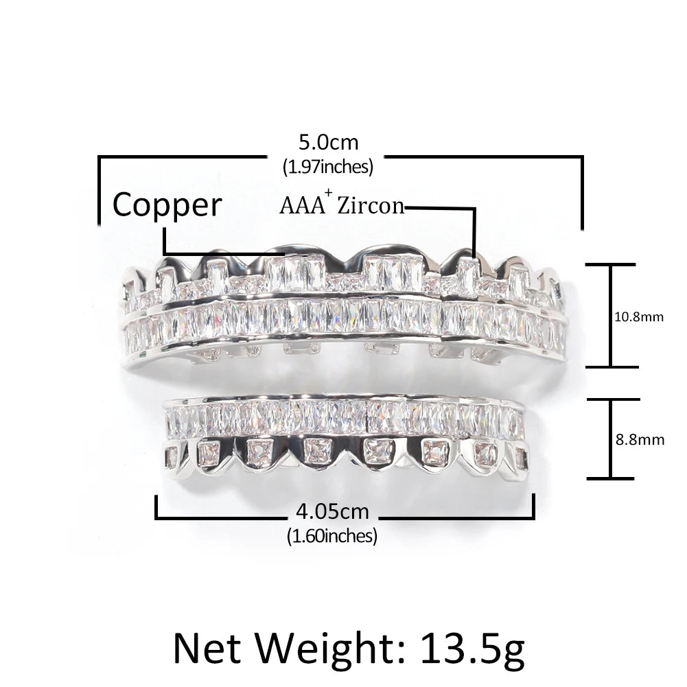 Silver Fang Grillz Set – Iced Baguette CZ