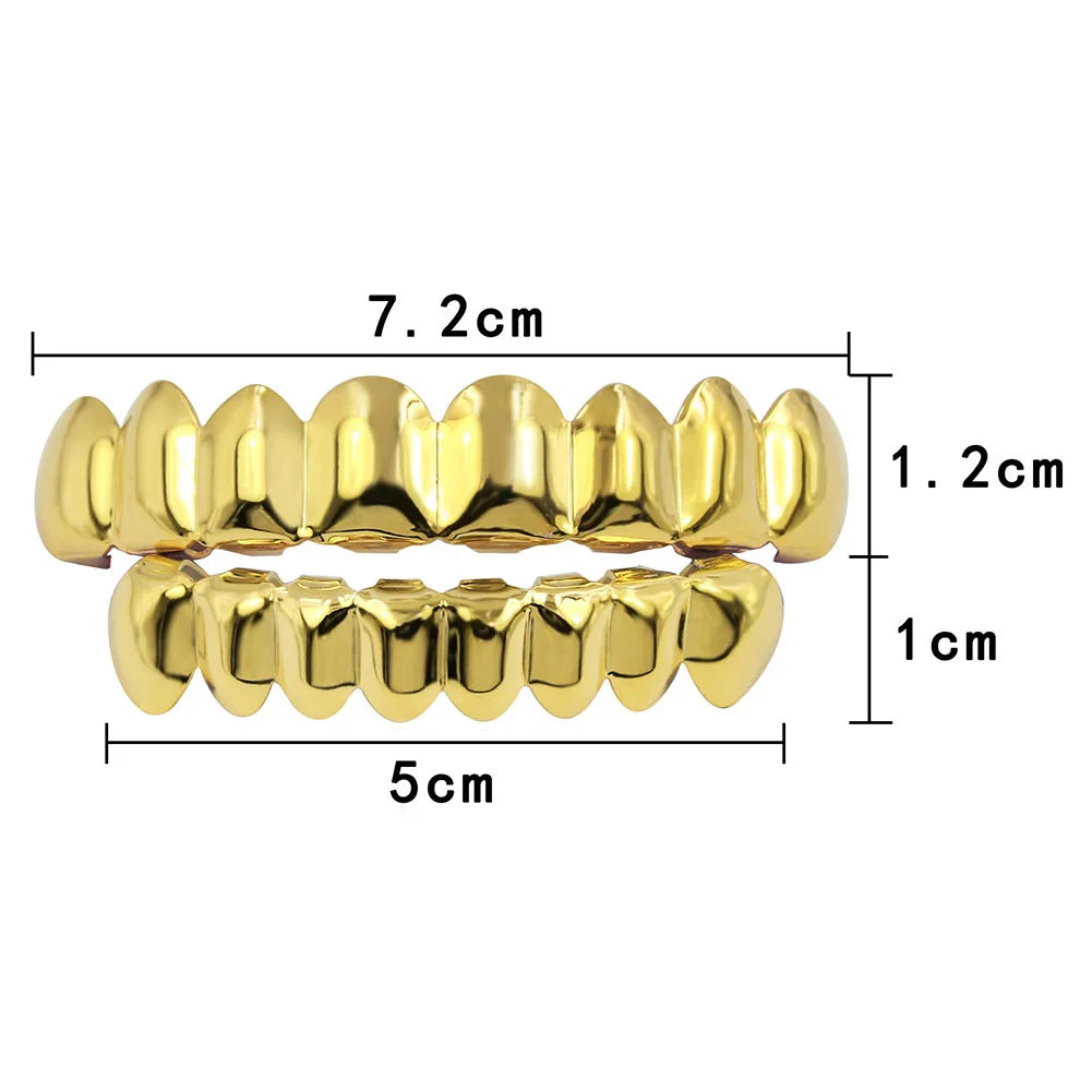 18K Gold & Silver Bottom Teeth Plain Grillz – Single Row Flex