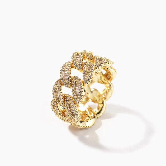 Baguette Cuban Ring – Yellow or White Gold Finish