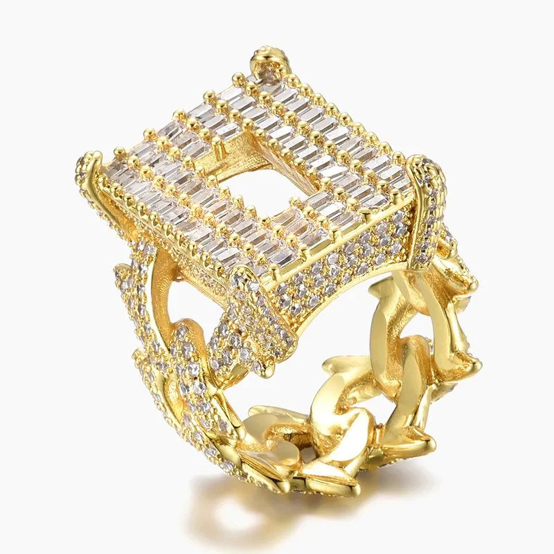 Baguette CZ Clustered Band Ring