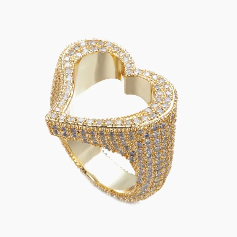 Open Heart Ring – Yellow or White Gold Finish