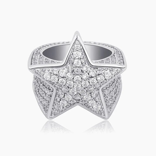 CZ Star Band Ring – White or Yellow Gold Finish