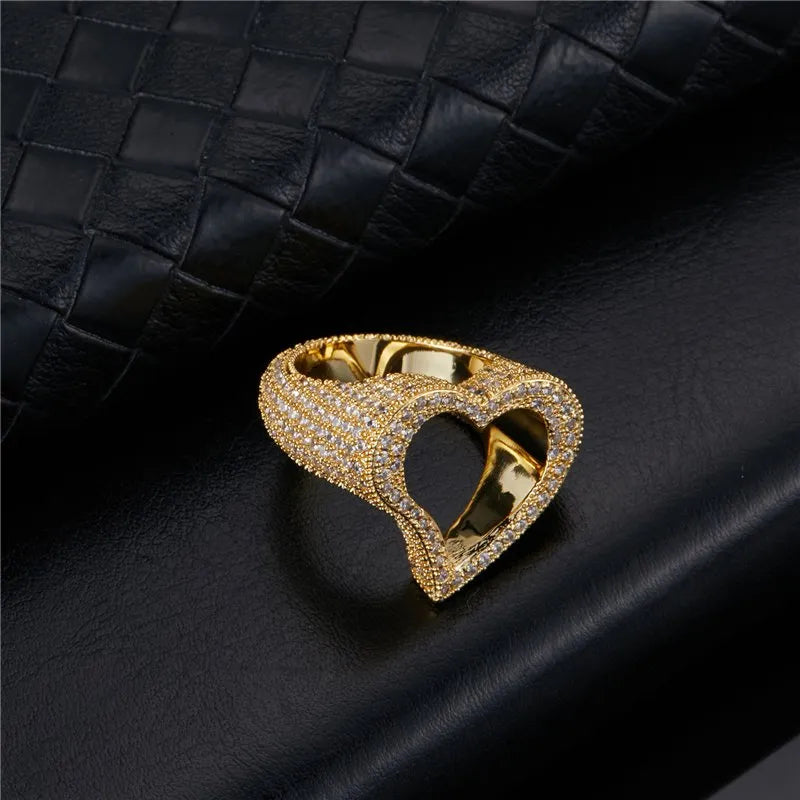 Open Heart Ring – Yellow or White Gold Finish