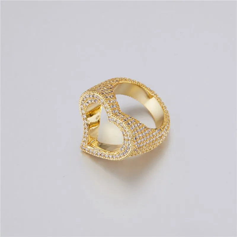 Open Heart Ring – Yellow or White Gold Finish